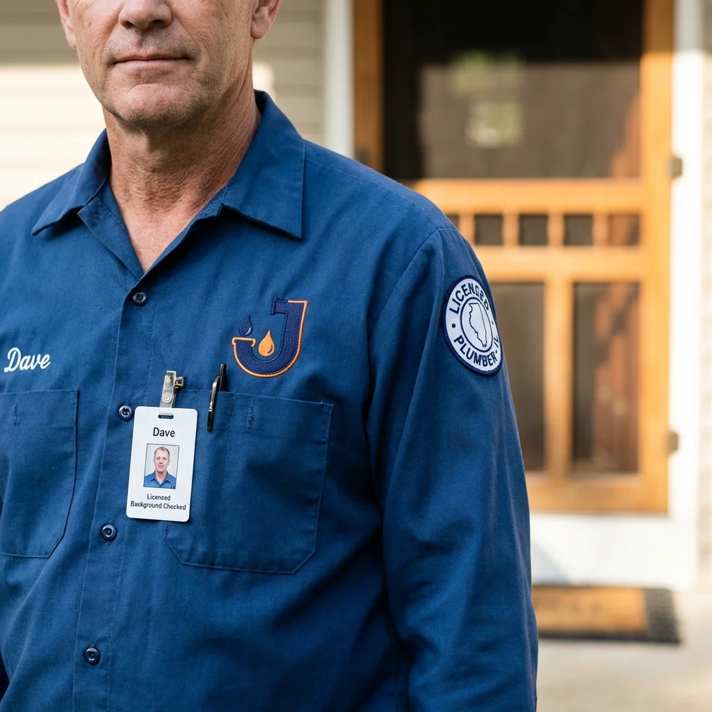 Licensed plumber showing ID badge in Winsted, CT
