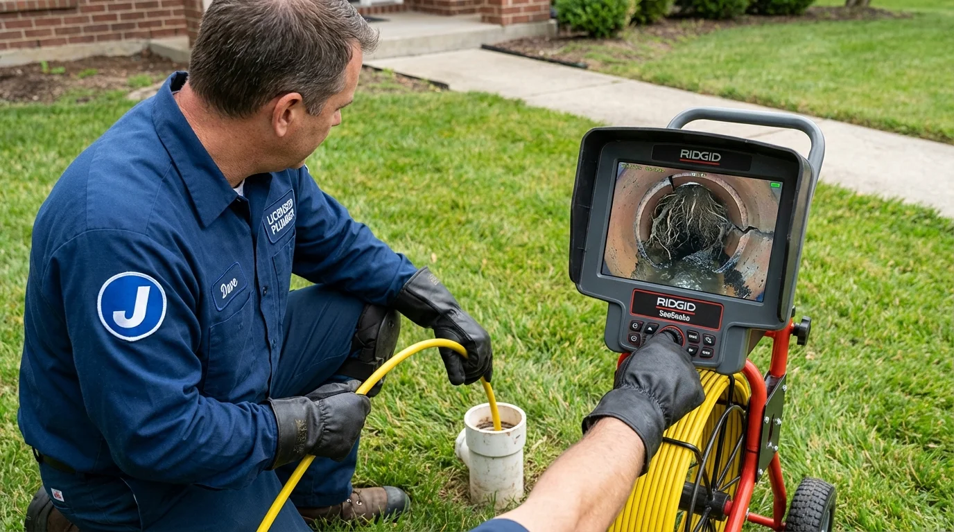 Sewer camera inspection being performed by Johns Plumbing LLC in Winsted